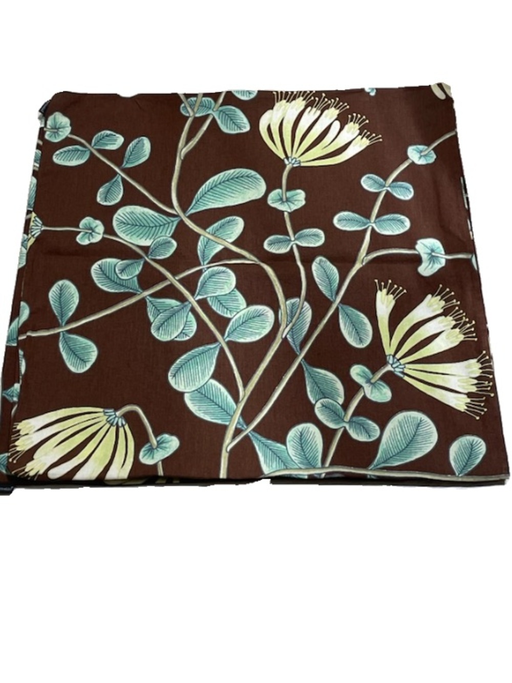 Crate & Barrel marimekko Bold Brown Floral Cotton Fabric  Pillow Cover